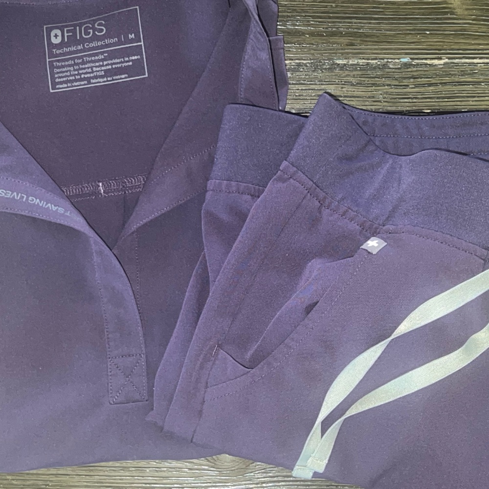 Figs Technical Collection Scrub Top in Purple Shadow